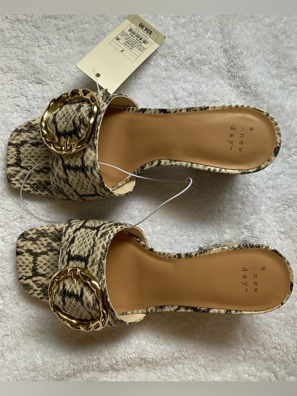 Snake-Print Slide Mule with Gold Buckle - Picture 5 of 6